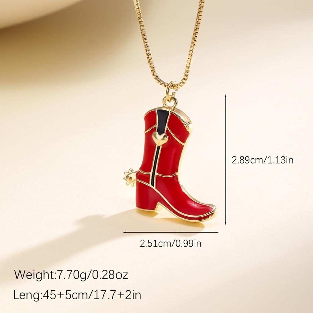 Nidin Hot Sale Hip-Hop Style Boots Shape Charms Pendant Necklace For Women Men Enamel Drip Oil Making Choker Copper Neck Jewelry
