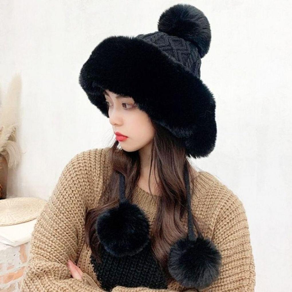 King Bangul Twisted Knitted Fur Hat Beanie Winter Earmuffs