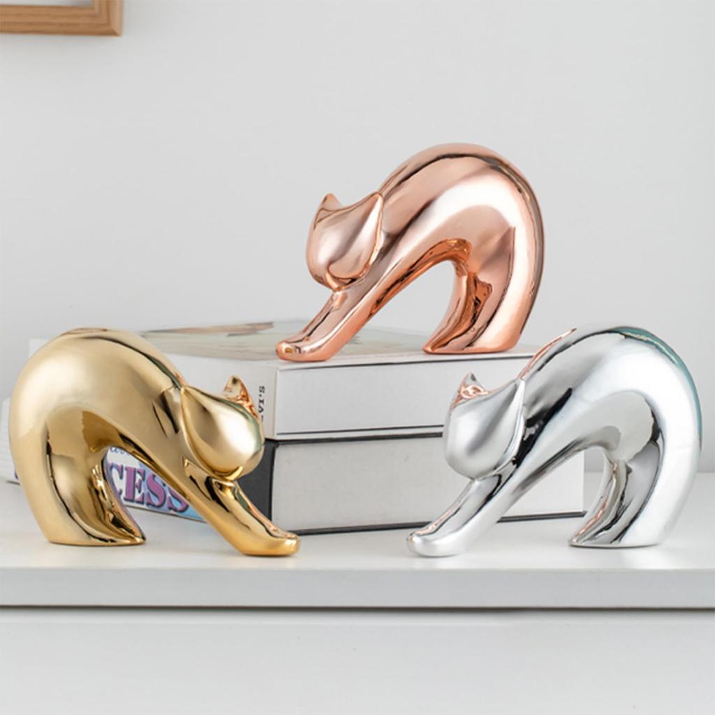 Queen-b Cat Art Object, Elegant Cat Figurine, Stylish Ceramic Decor, Cute Tabletop Ornament, Collectible Figurine, Nordic Style, Perfect for Bedroom,