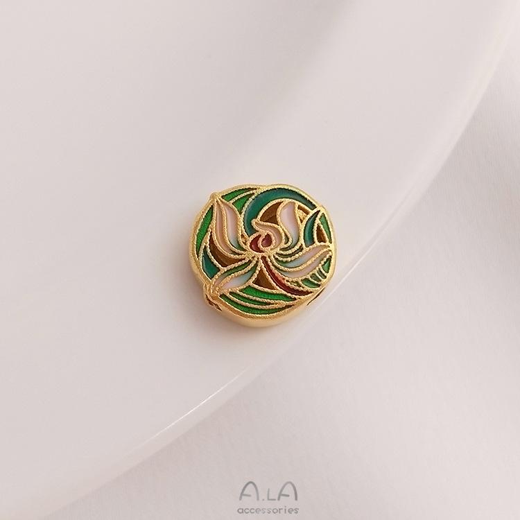 

Позолочена емаль клуазоне намистина квітка народження DIY браслет роздільник аксесуар