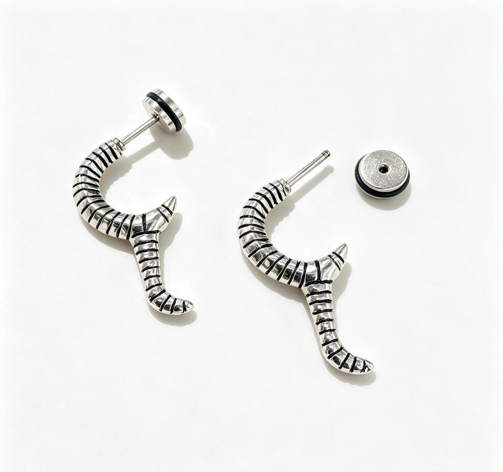 Retro Distressed Star Skull Cross Stud Earrings: Punk Stainless Steel Screw Back for Men