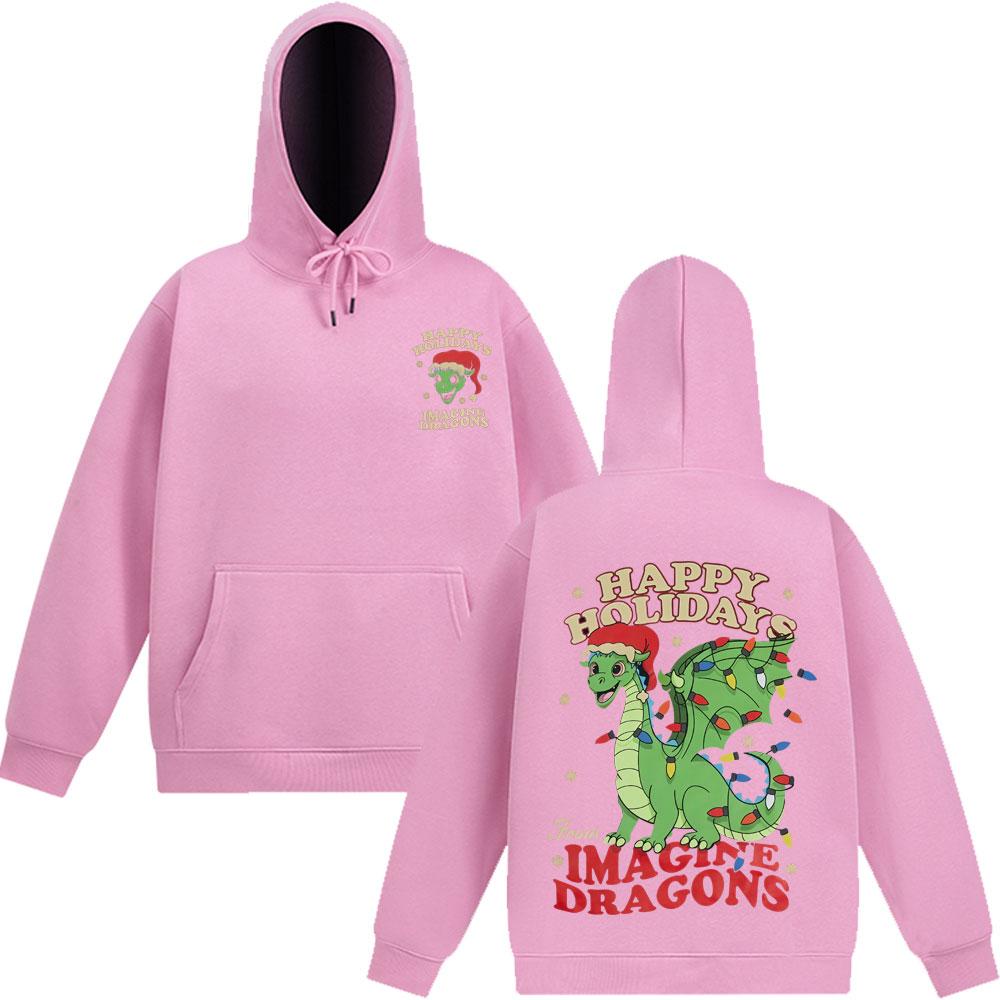 Imagine Dragons Loom World Tour 2025 Pullover Rockband Cartoon Drache Unisex Hip-Hop Loose Fleece Kapuzenpullover Streetwear
