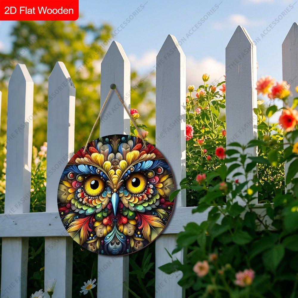 2D flat hanging decorative signs, interior wall or door decoration, garden decoration, owl pattern, interesting gifts for family and friends