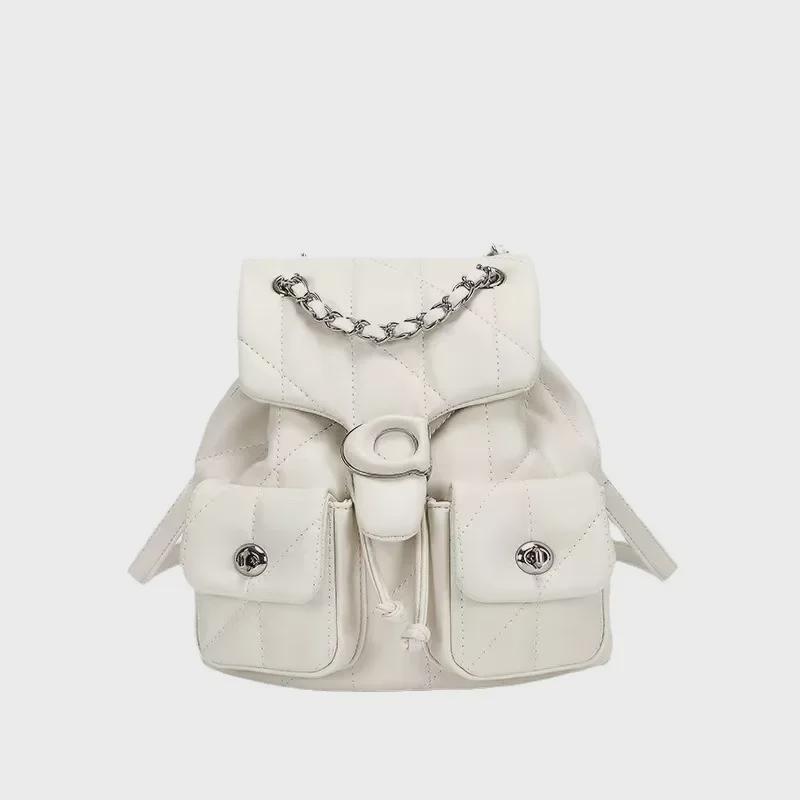 2024 Trendy Damen Große Kapazität Multifunktionale Leder Reise Rucksack mit Kette