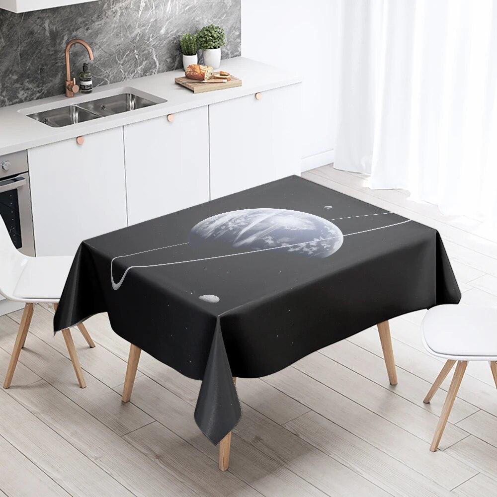 Starry Universe Tablecloth Planet Track  Anti-fouling Waterproof Rectangular Kitchen Table Home Decoration