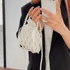 Vintage Top Handle Pearl Women Handbag Summer Hollow Out Beach Bucket Girl Shoulder Crossbody Bag