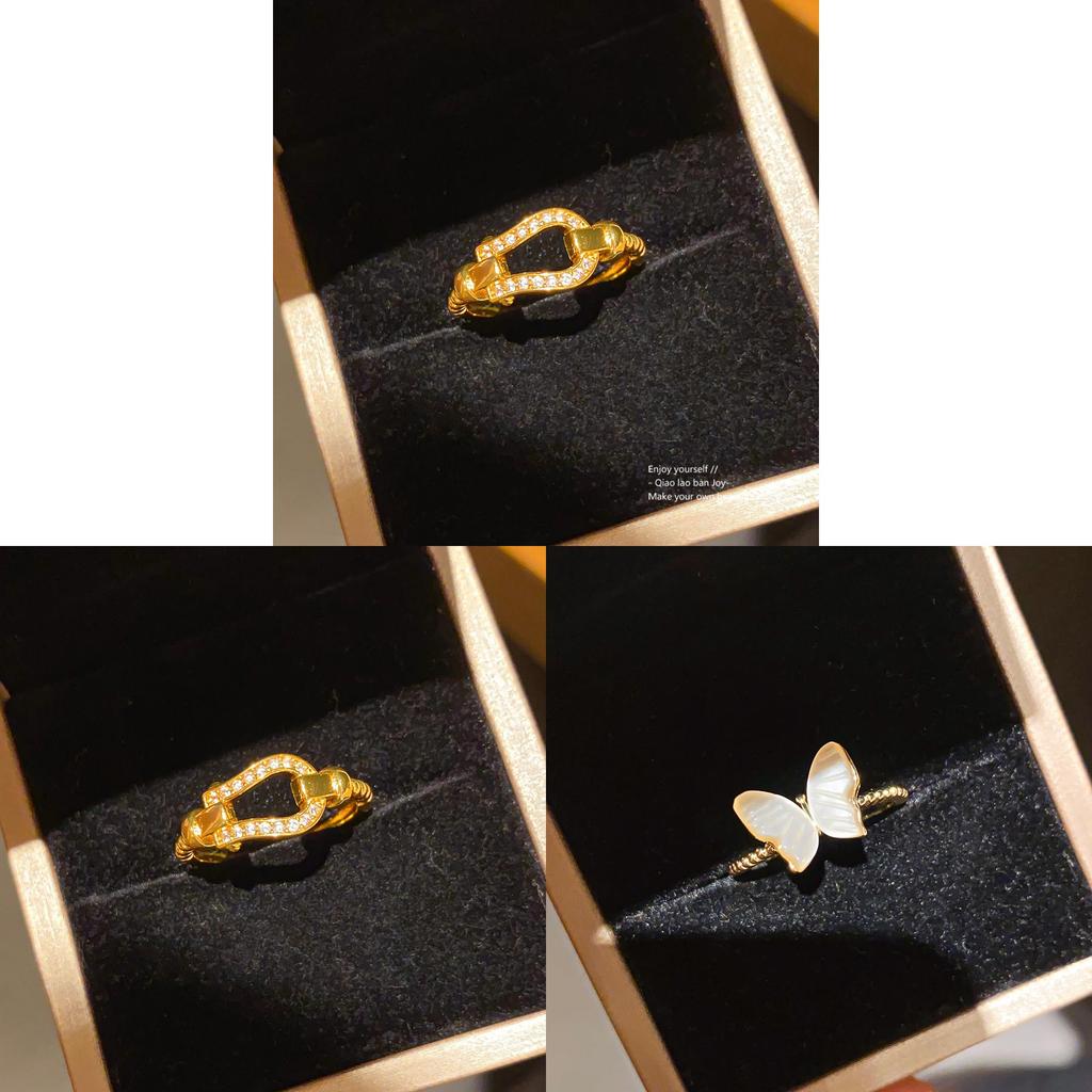 Butterfly Shell Ring With 14k Gold Plating For Elegant Women Accessories