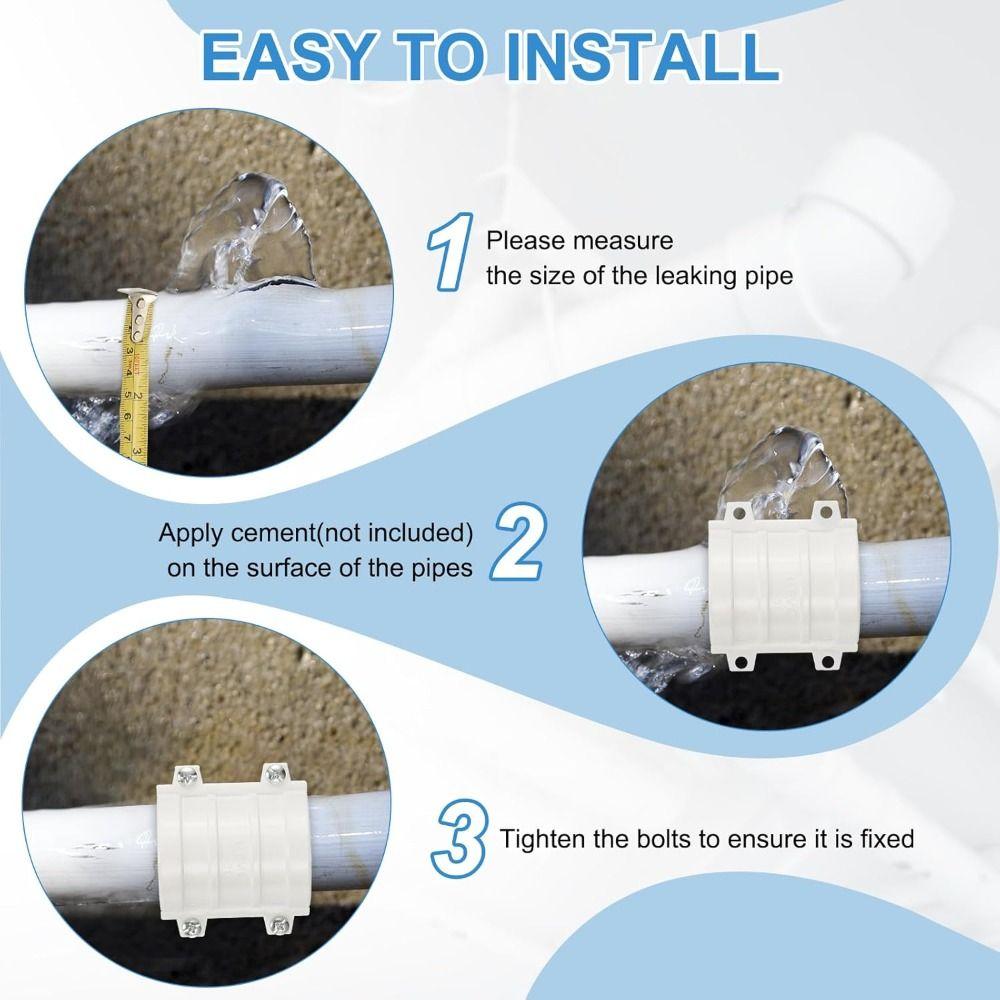 New PVC Water Pipe Repair Clamp 50mm/75mm/110mm/160mm Clamp Type Drain Pipe Fitting White Quick Joint Repair