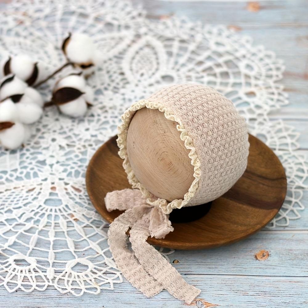 

Adjustable Lace Youngsters Photoshoot Hat for Boys Girls 0-2 Months Youngsters Photography Props Waffle Pattern Beanie Cap Soft