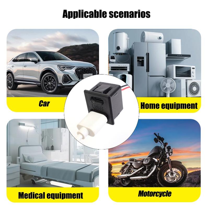 Dual-Layer USB Female Port Outlet Power Socket (Includes Cable Connector) Type-C Interface and USB Lamp Socket Charging Sockets