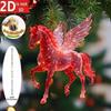 2D Acrylic Christmas Pendants Zodiac Horse Tree Hangings Car Rearview Mirror Pendant Charm Party New Year Decoration Ornaments