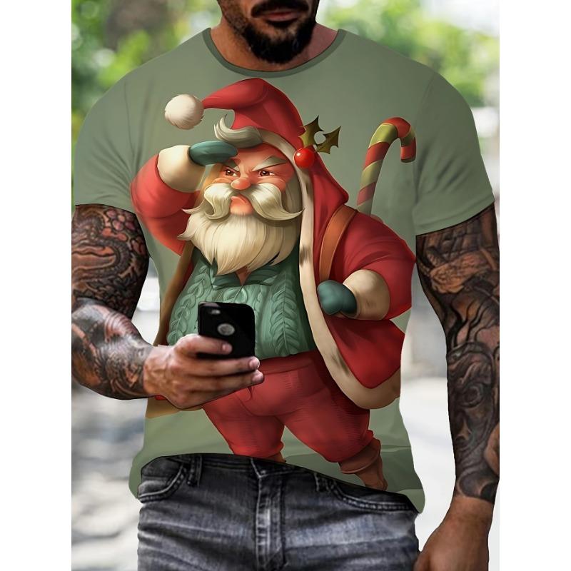 Vánoční trička Pánská 3D tištěná trička Horký prodej Vánoční večírek Svátek Krátký rukáv Pánské topy Móda 2026 Oblečení Santa Clause
