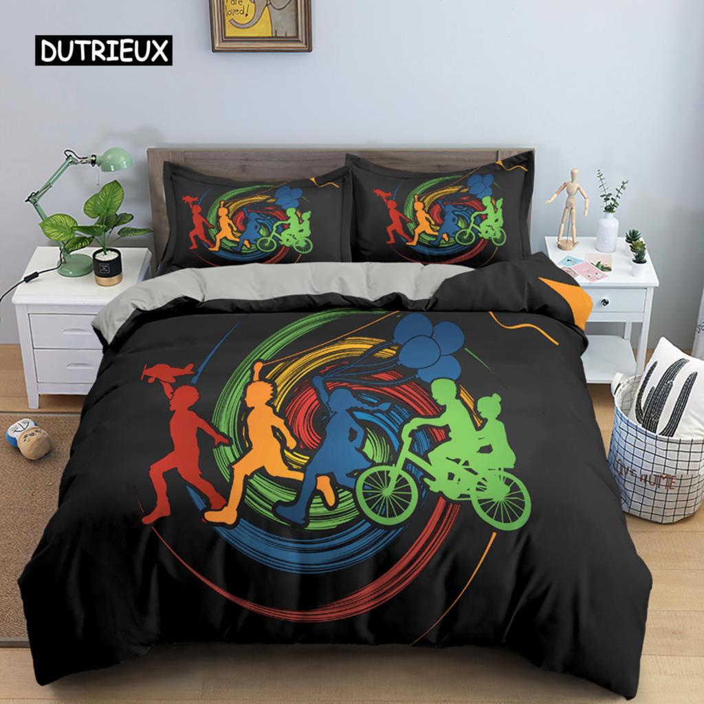 Sport Player King Queen Duvet Cover Skiing Action Bedding Set Teens Adults Extreme Sport Soft Black 2/3pcs Polyester Quilt Cover