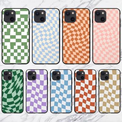 Károvaný kryt na telefon pro iPhone 13 12 11 XS X 8 7 6 Plus Mini Pro Max SE 2022 Měkký černý kryt na telefon