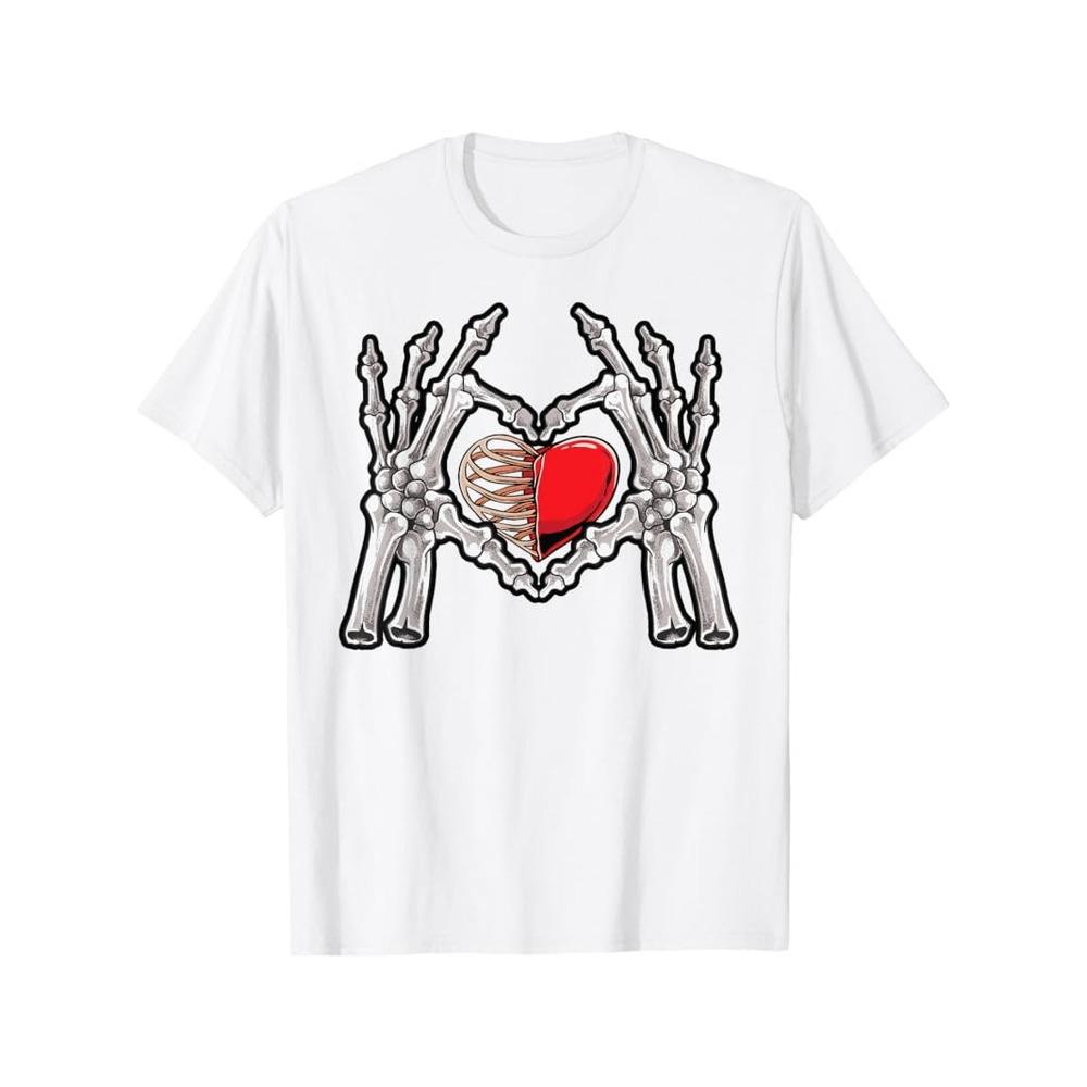 Gothic RoUnisextic Skull Palm Print TShirt Women Crew Neck Short Sleeve TShirt Holiday Theme Party Casual Wear Fun Macabre Love Top
