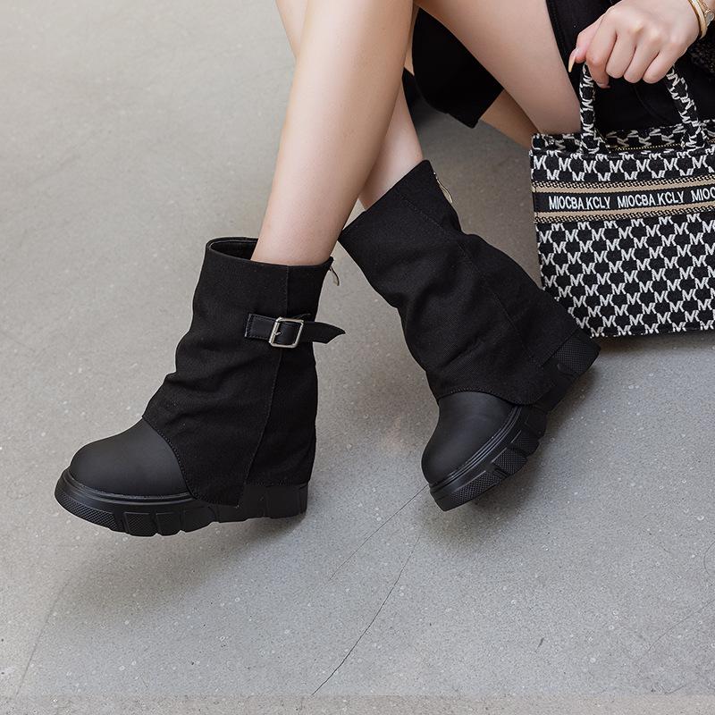 Women's Thick-Soled Belted Boots, Height-Boosting & Versatile, 2025 Autumn/Winter Collection