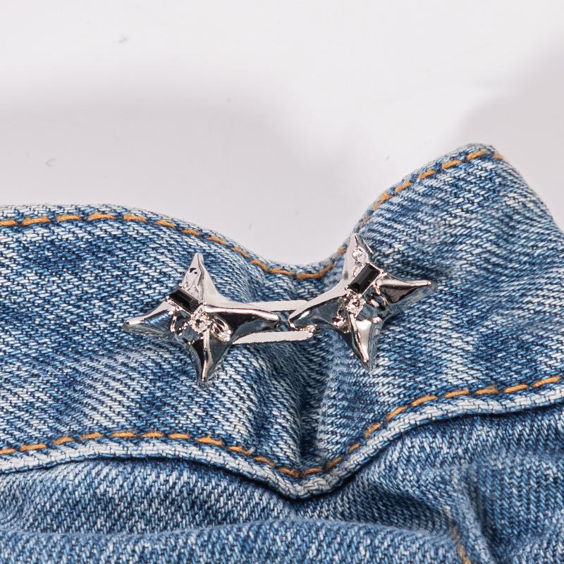 Four-Pointed Star Adjustable Cinch Buckle for Jeans - No-Punch Waist Reduction Button