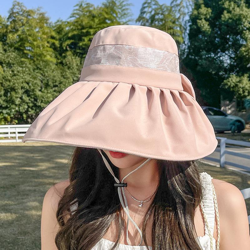 

Солнцезащитная шляпа с защитой от УФ-лучей для детей, весна и лето, универсальная, с бантиком, с широкими полями, шляпа-панама для рыбака Adjustable (55-58) Brim 14CM
