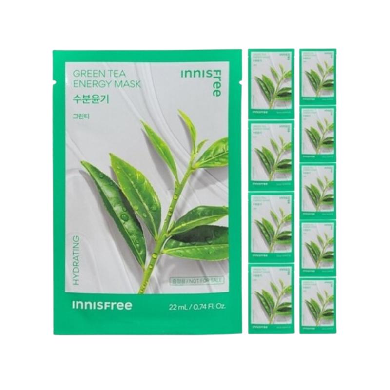 

Innisfree Green Tea Energy Mask 22ml x 10 Sheets | Hydrating & Soothing Facial Sheet Mask with Jeju Green Tea Extract | Korean Skincare 22ml x 10 Sheets