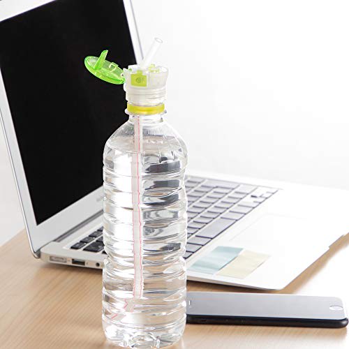 Strix Design Pocket Straw, Made In Japan, with Adjustable Joint and Replacement Straw, Green, One-Handed Opening, One-Touch Opening, PET Bottle Straw