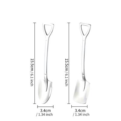 1Pcs Shovel-Shaped Stainless Steel Spoon Ergonomic Handle for Desserts, Watermelon & Ice Cream - Durable, Portable Design for Home & Travel Use