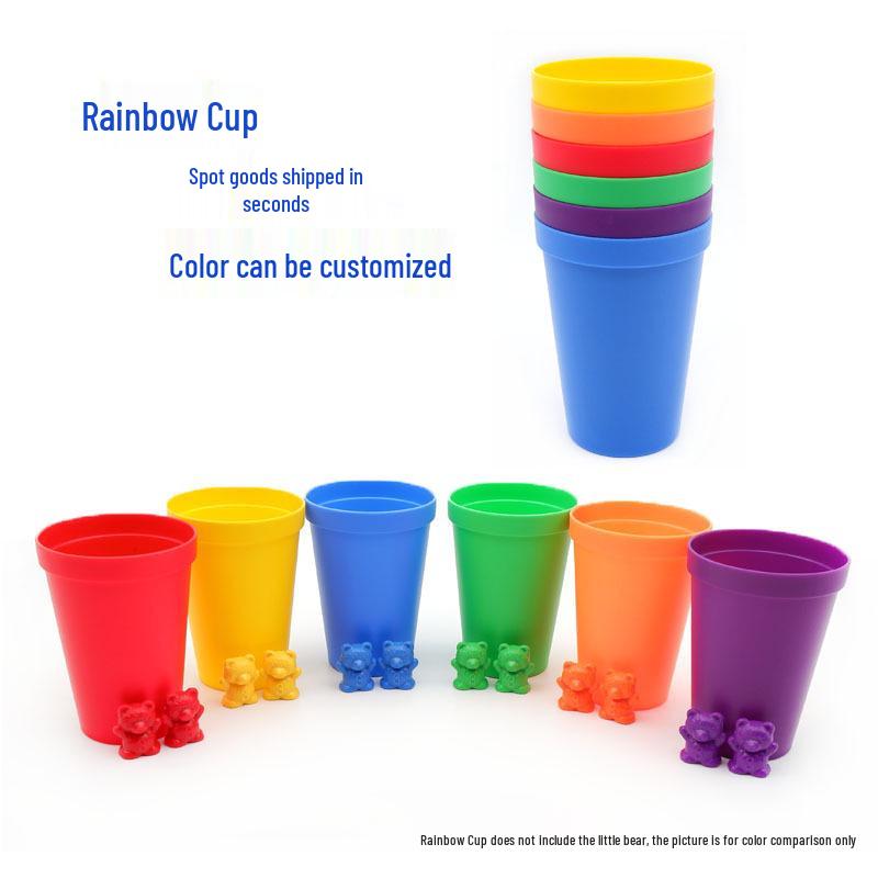 Montessori Rainbow Bear Toy - Early Education Counting, Size & Color Recognition Aid