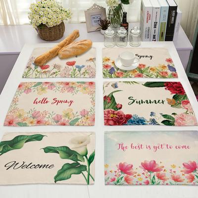 45x30cm Linen Art Placemat Insulation Series Pattern Coaster Food Tableware Pad Kitchen Decorative Accessories