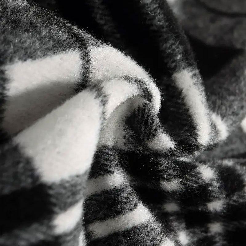 Falda larga informal con diseño de paraguas y bolsillos grandes a cuadros blancos y negros de verano para mujer