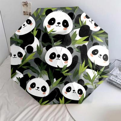 Pandamönster, automatiskt hopfällbart paraply, bärbar och hopfällbar design, 8 revben, en jul- eller födelsedagspresent.