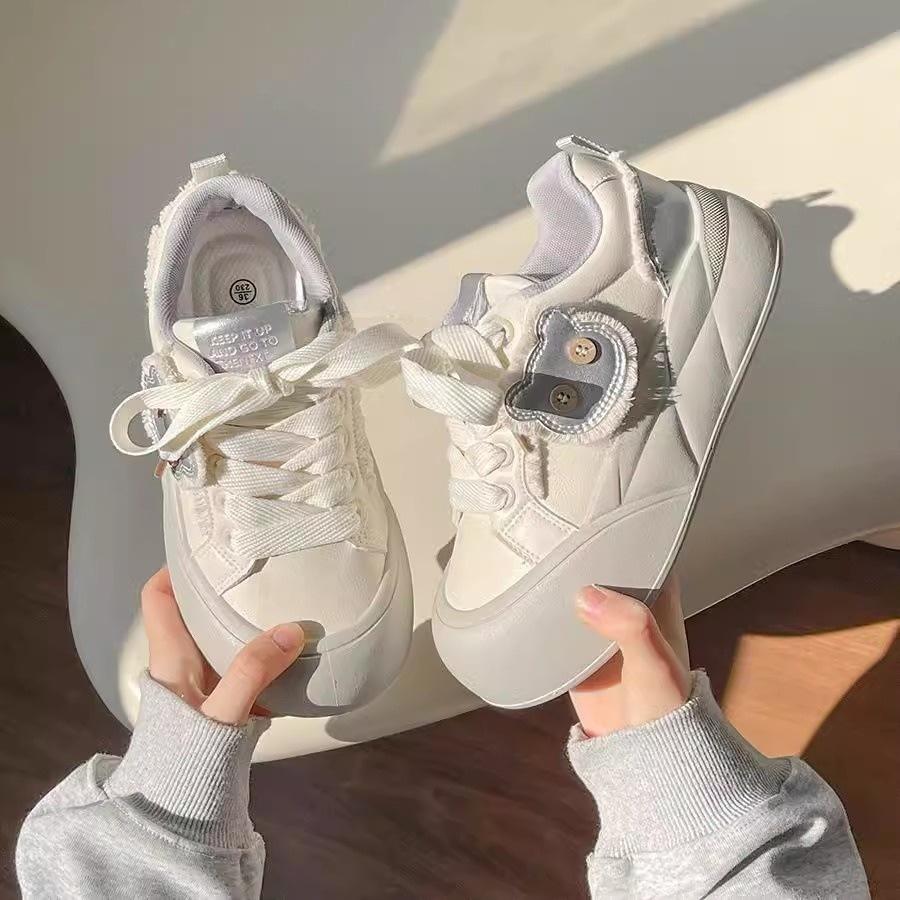 Scarpe a molla Dopamina da donna, nuove scarpe versatili chic, scarpe con plateau bianche, scarpe casual a pane