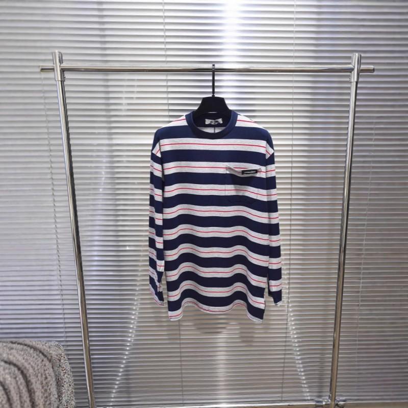 Unisex Long Sleeve T-Shirt Striped Cotton Blend Casual Basic Top Everyday Wear