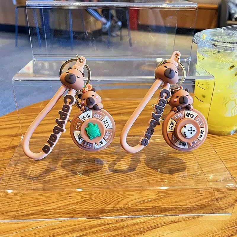 Capybara Rotating Cute Cartoon Bag Charm [LeChengMM] Keychain. (Type 2)