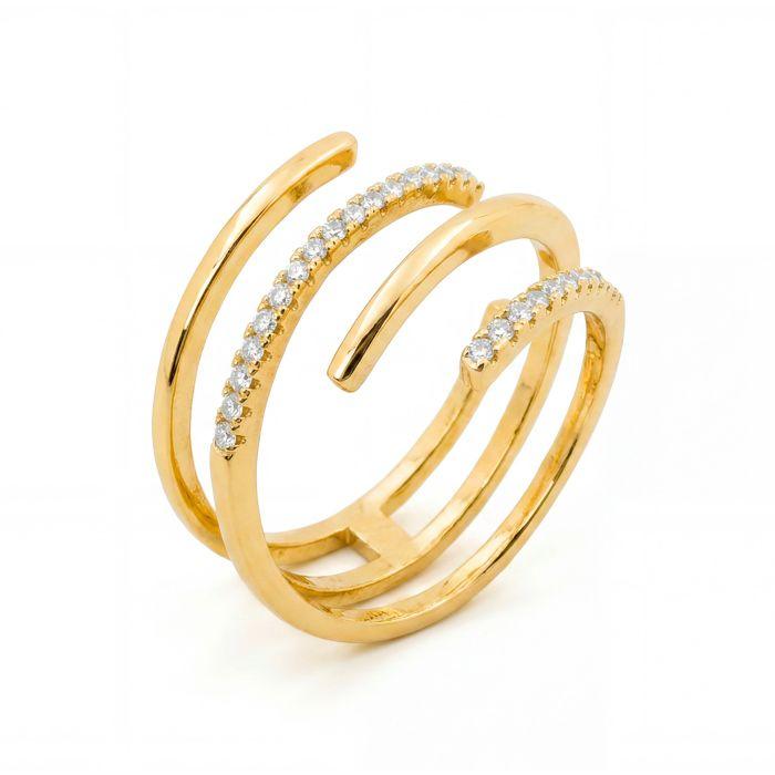 Ring - LUXENTER - Isda - 18 Carat Yellow Gold - Bright Metallic Alloy - 17 Mm Zirconia