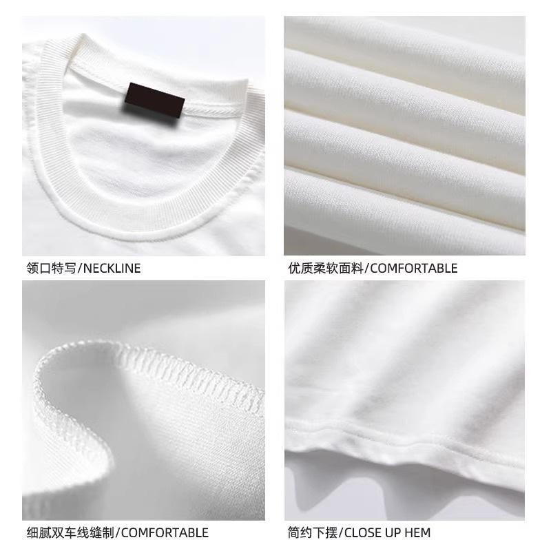American high street trendy brand letter printing heavy cotton short-sleeved T-shirt women's summer loose and versatile couple top ins