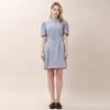 Bunderghost Puff Sleeve Mandarin Collar Short Sleeve Dress (Mint)