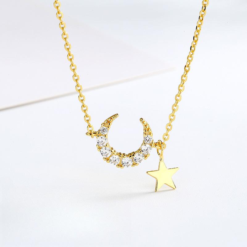 Star Moon Collarbone Chain Women'S Necklace Women'S Lamp Luxury Niche Simple Temperament Design Sense Ins Premium