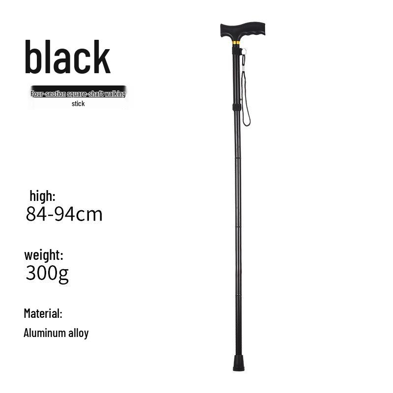 

Регулируемая складная трость из алюминиевого сплава для пожилых людей, нескользящий телескопический костыль для ходьбы 840-930 mm чёрный