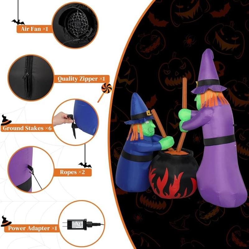 Halloween Inflatable Toys Terror Decorations Courtyard Prop Built-in LED Lights Inflatable Model Outdoor Ornament Garden Decor