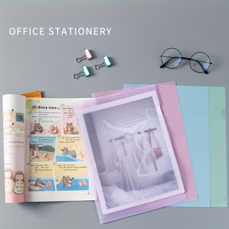 12pcs Premium PP Material Project Folders -L-Shaped A4 Document Sleeves, Durable, Waterproof Storage for Resumes, Papers & Files