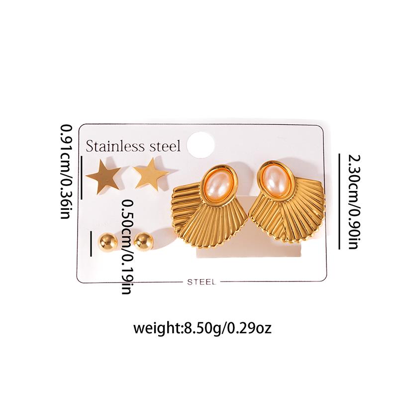 Stainless Steel Leaf Flower Zircon Heart Satr Earrings For Women Bohemia Vintage French Jewelry Gifts Wholesale