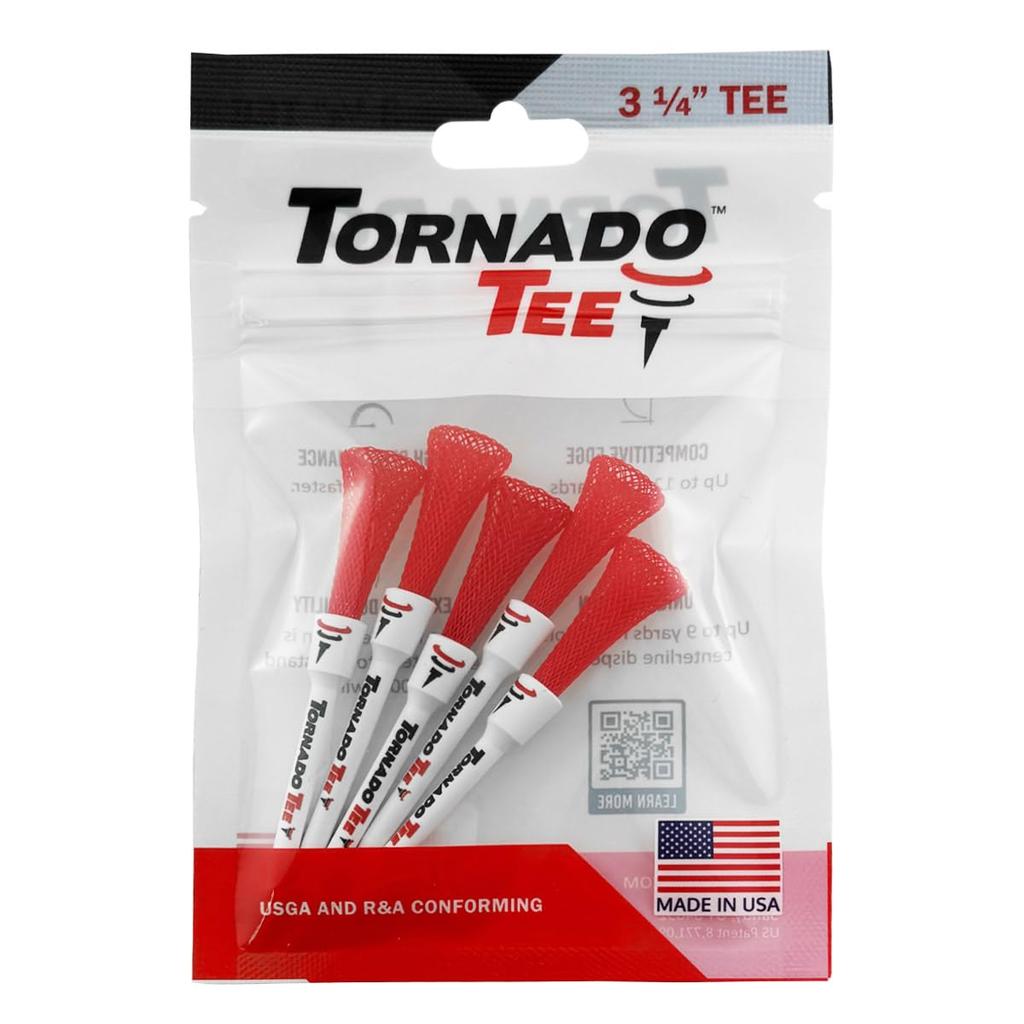 Pachet 5 bucăți Tee Tornado Golf Culoare Fluorescentă Tee Tornado 3,25" 4" (Roșu, 3,25 in) [Folosit]