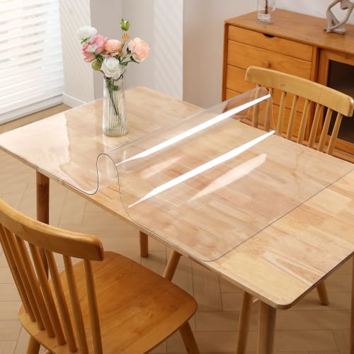 Transparent Table Mat/Tablecloth, 90*180cm, 1.5mm Thick, Odorless PVC Vinyl, Waterproof and Stain-Resistant, Desk Mat, Table Cover, Customizable