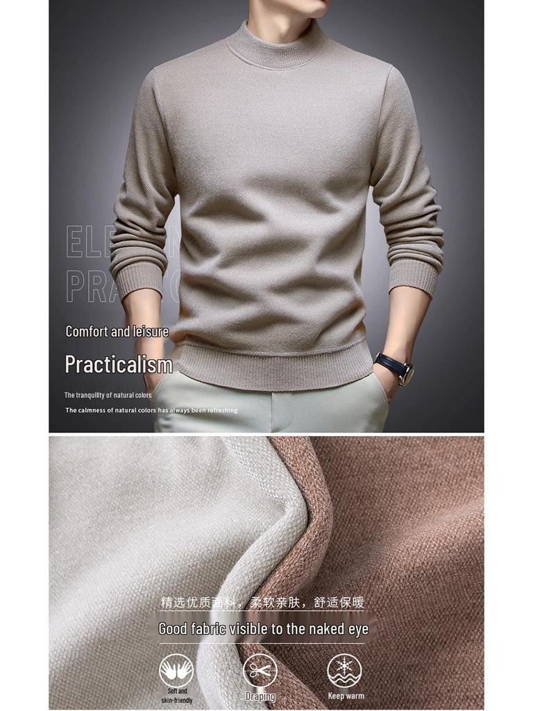Men's Winter Half-High Collar Thick Mink Velvet Sweater