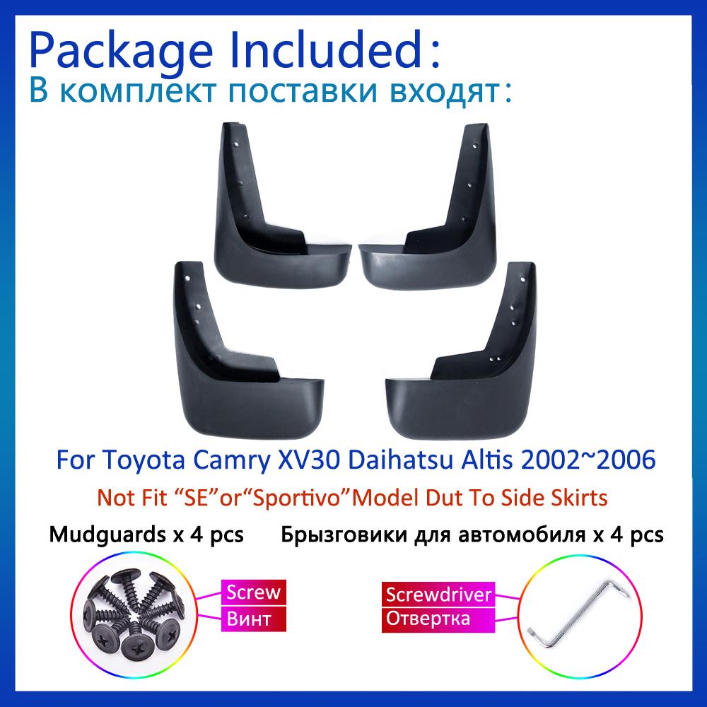 Lapače blatníků pro Toyota Camry XV30 Daihatsu Altis 2002~2006 4x Blatníky Příslušenství pro styling blatníků Ochranná klapka Splash