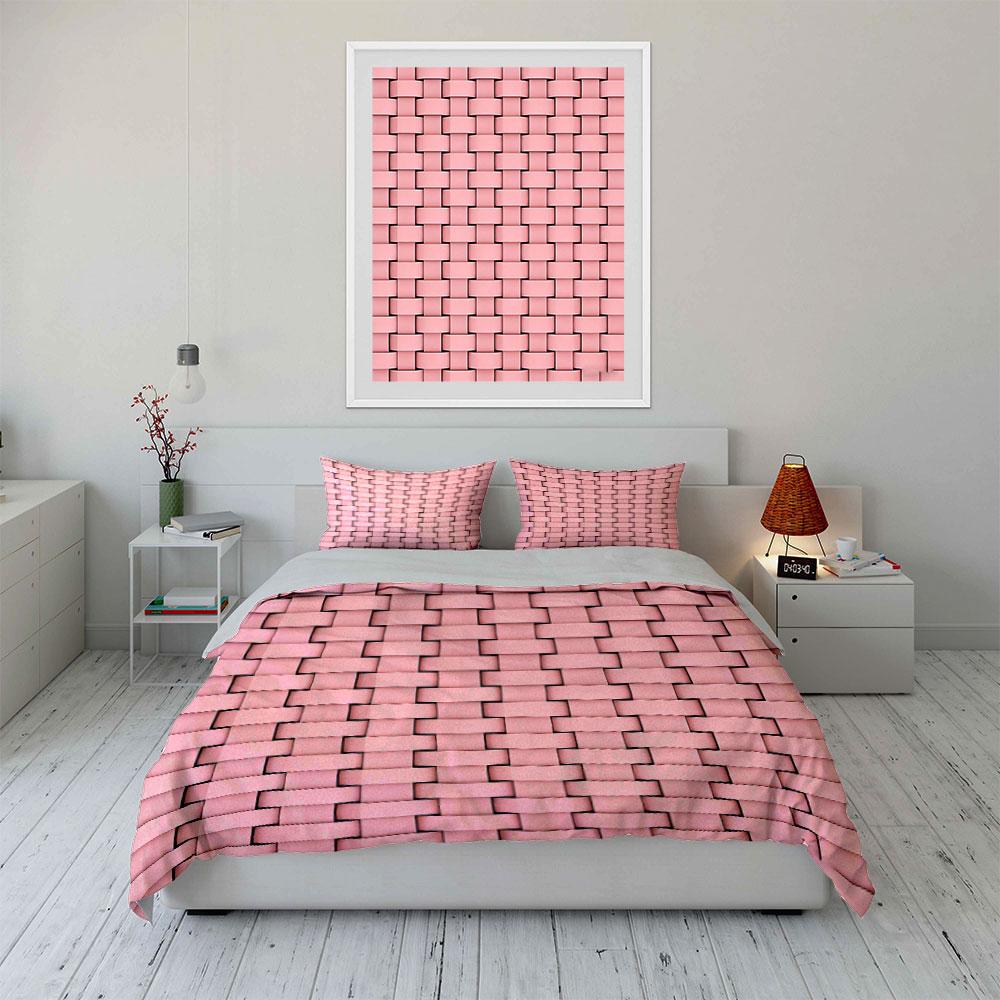 Pink brick wall pattern. Bedding sets Duvet cover sets Duvet covers Pillowcases(1 * Duvet Cover 2 * Pillowcases, without duvet insert)