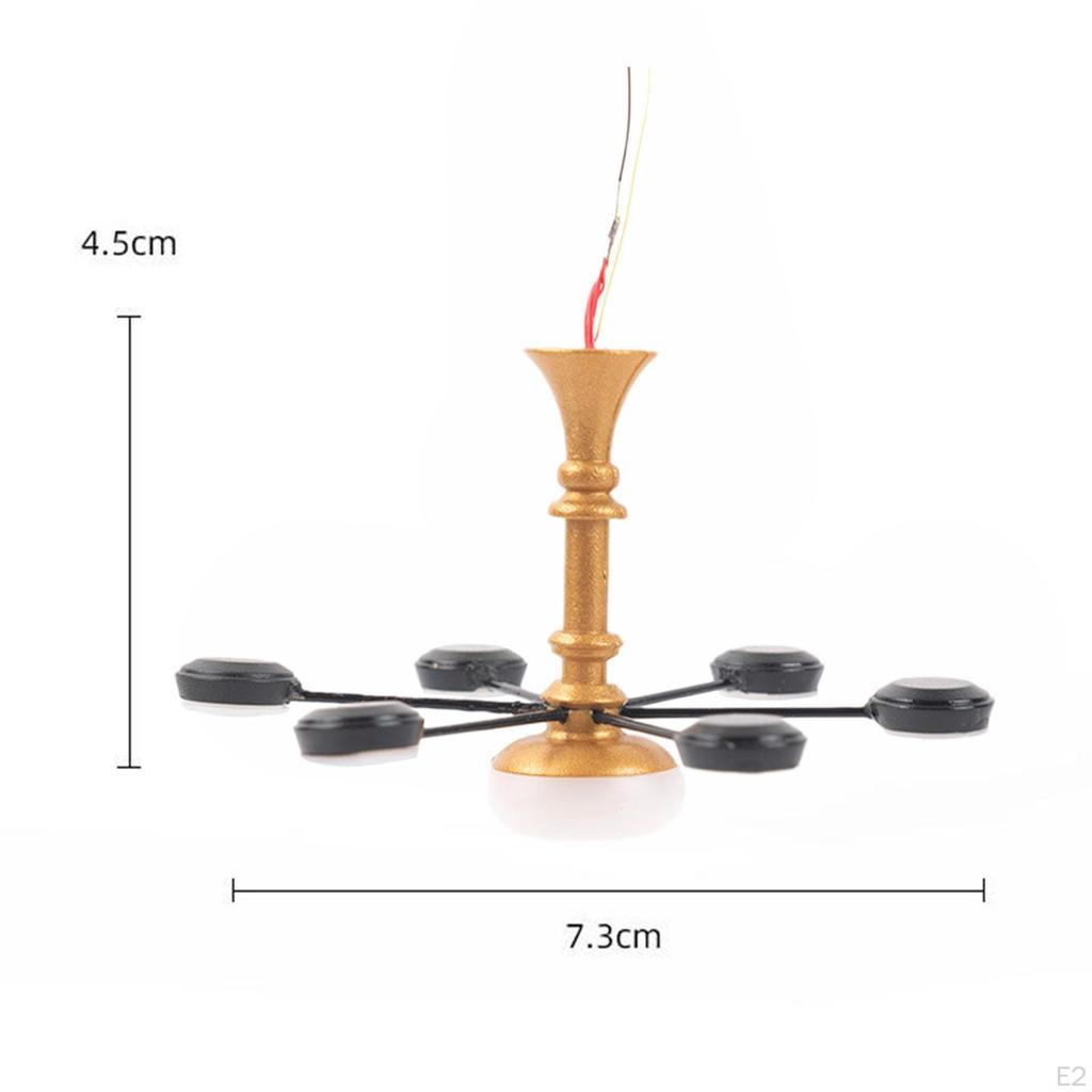 1/87 Ceiling Light Modern Miniature Lamp 6 Lights 3V/12V HO Scale Chandelier for Layout