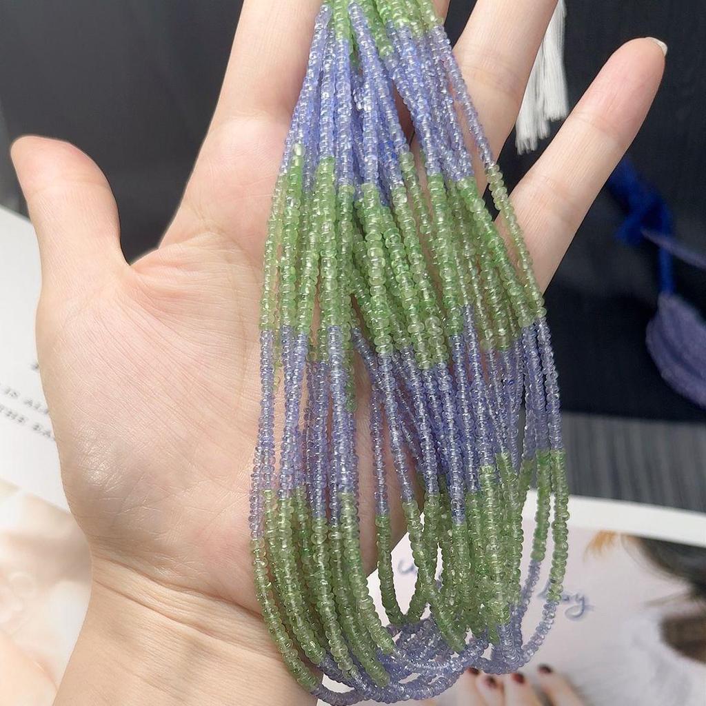 Tanzanite & Tsavorite Beaded Necklace DIY Gemstone Bracelet Clavicle Chain Loose Beads