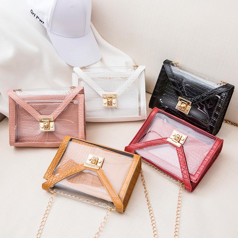 Guangzhou Women's Bag Fashionable Personalized Lock Chain Crocodile Pattern Jelly Mother Bag Small Square Bag Tide