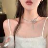 Elegant Statement Shiny Butterfly Pendant Necklace Rhinestone Chain for Women Bling Chain Crystal Choker Necklace Party Jewelry