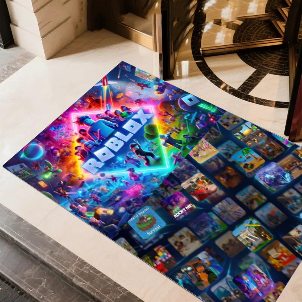 Roblox Colorful Roblox Avatars Area Rug Suitable For Outdoor Study Room Dining Room Playrooms Antislip Carpet Office Home Decor